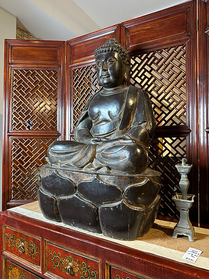 200 Year Old Antique Carved Wooden Buddha Statue