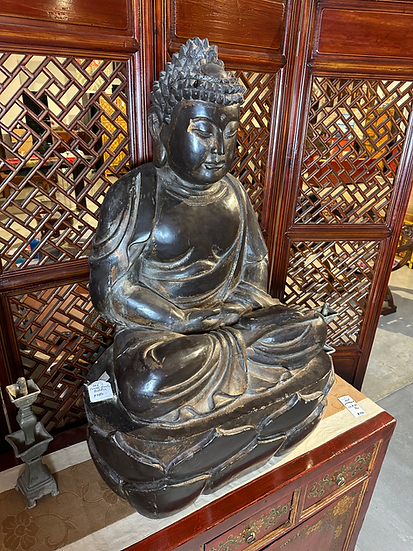 200 Year Old Antique Carved Wooden Buddha Statue