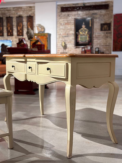 Classic Elm Wood Dressing Table Set