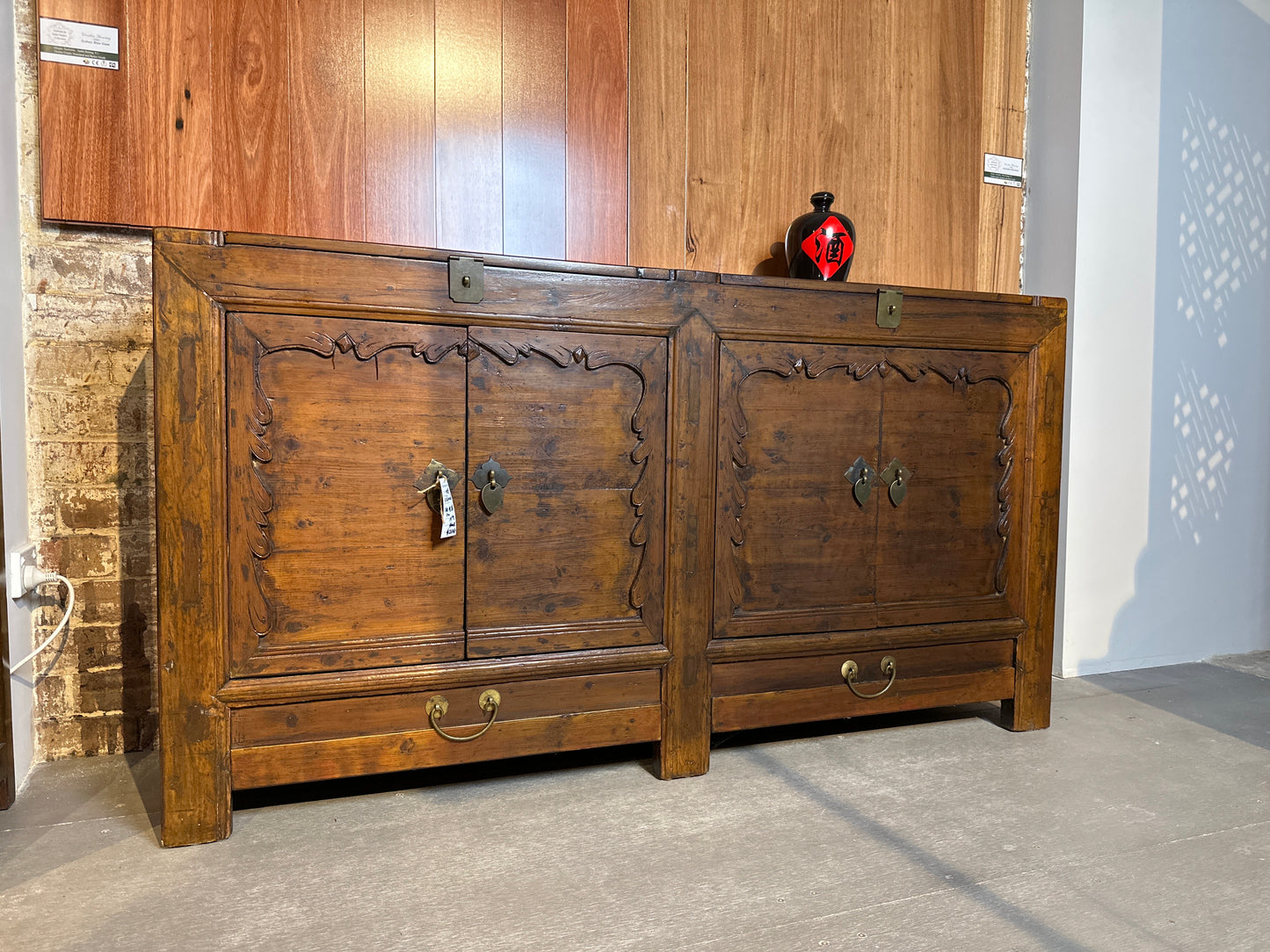 Traditional Chinese 19th Century Elm Wood Sideboard