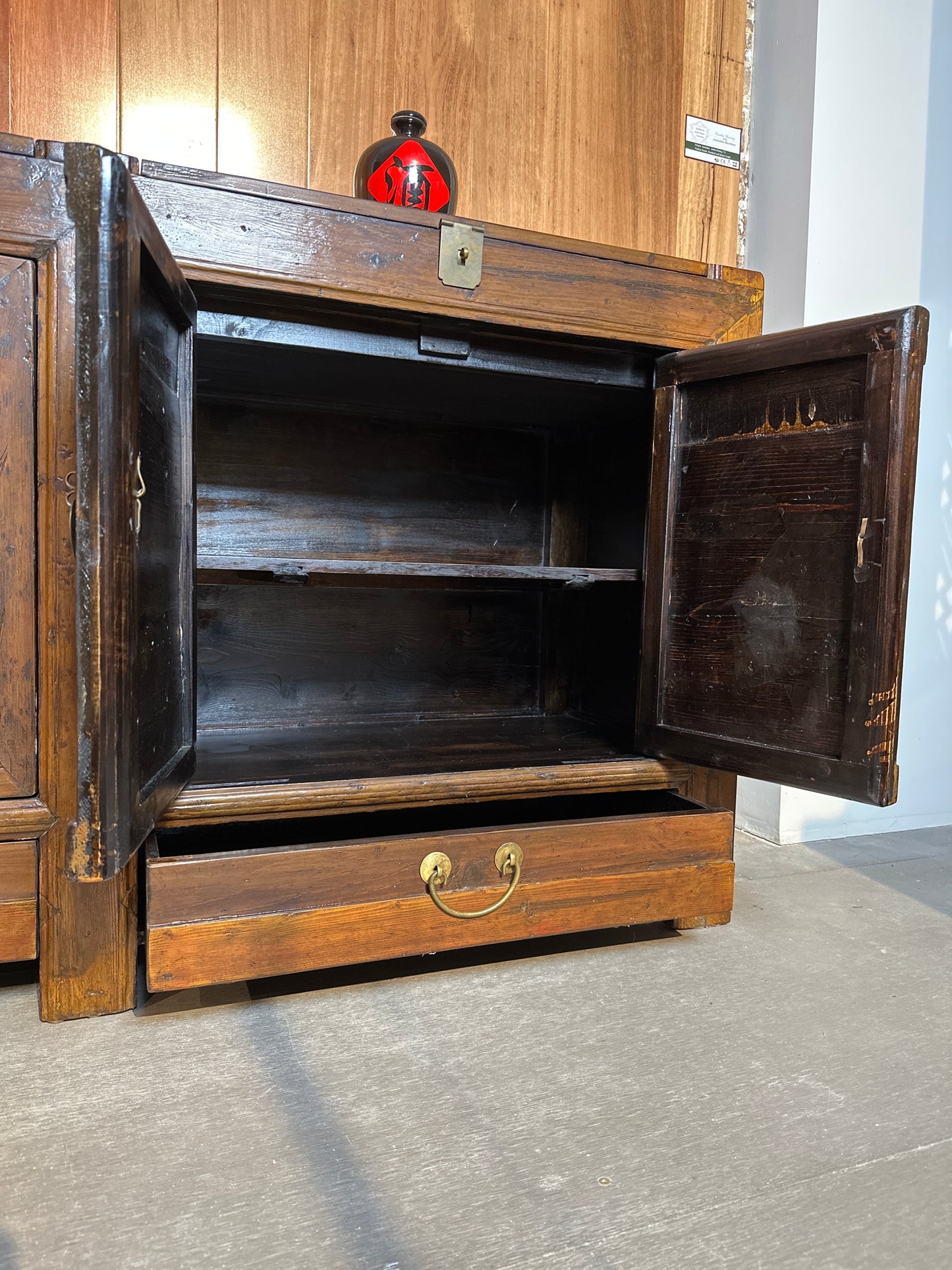 Traditional Chinese 19th Century Elm Wood Sideboard