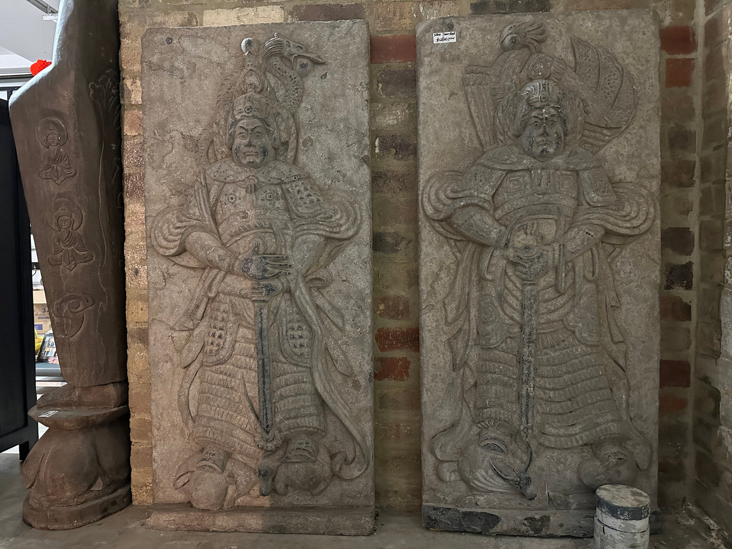 Traditional Chinese Black Stone Door Guardian Pair