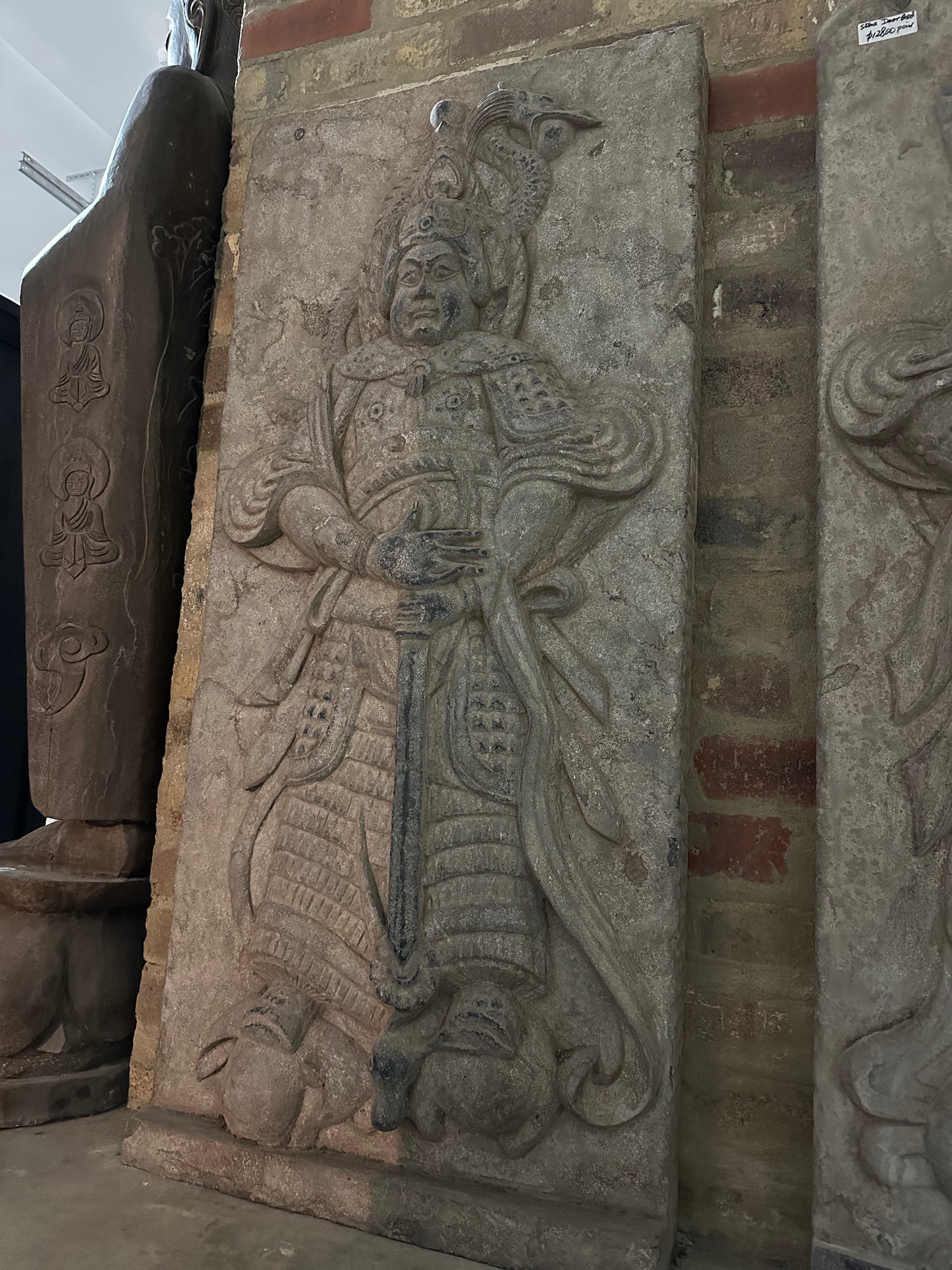 Traditional Chinese Black Stone Door Guardian Pair