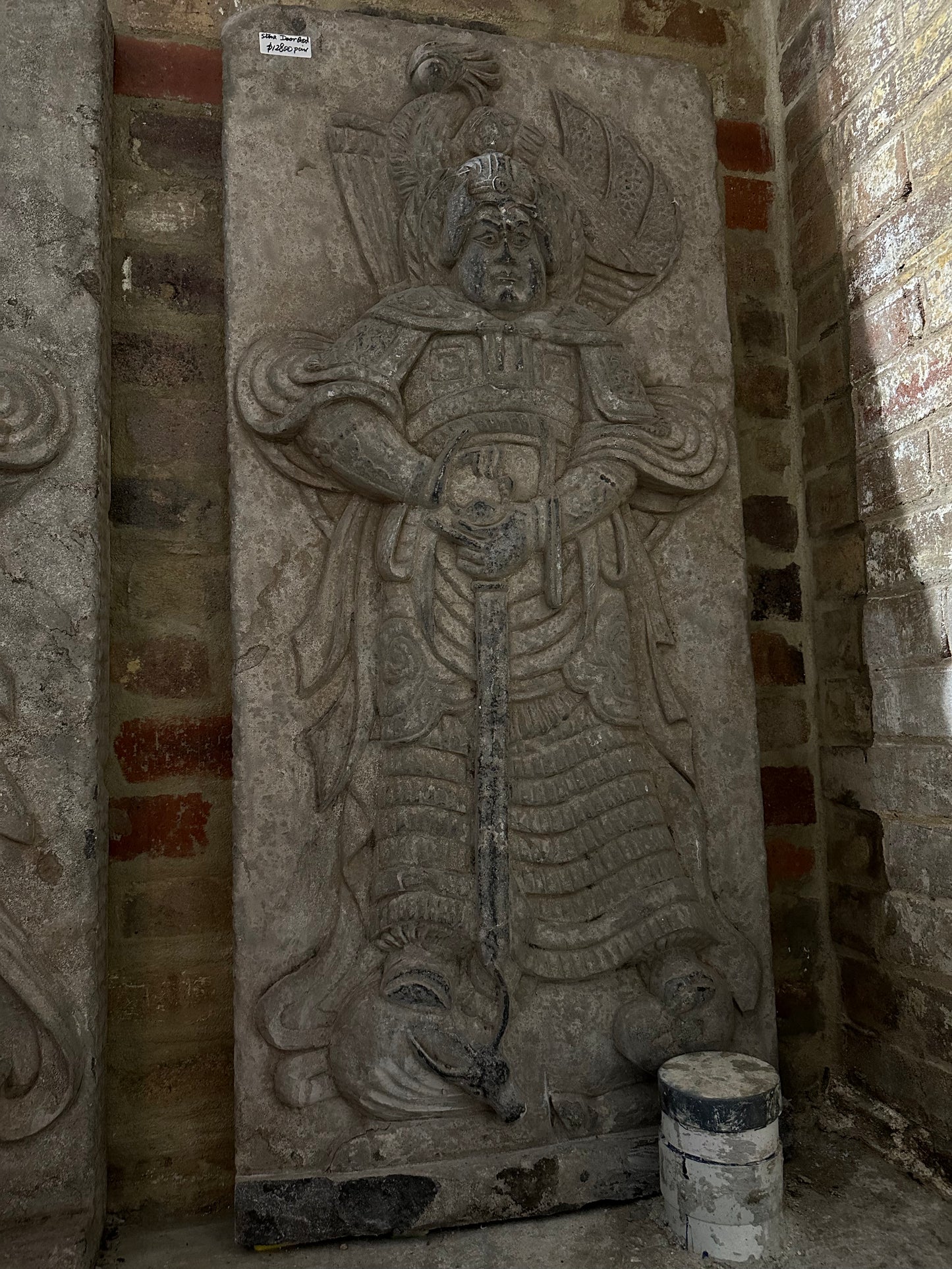 Traditional Chinese Black Stone Door Guardian Pair