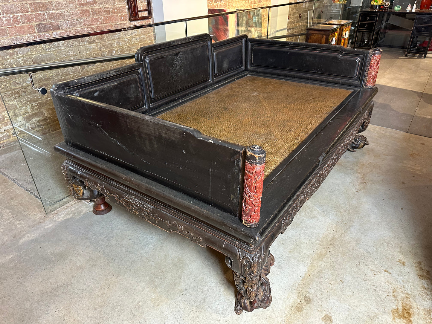 Antique 19th Century Elm & Camphor Wood Day Bed