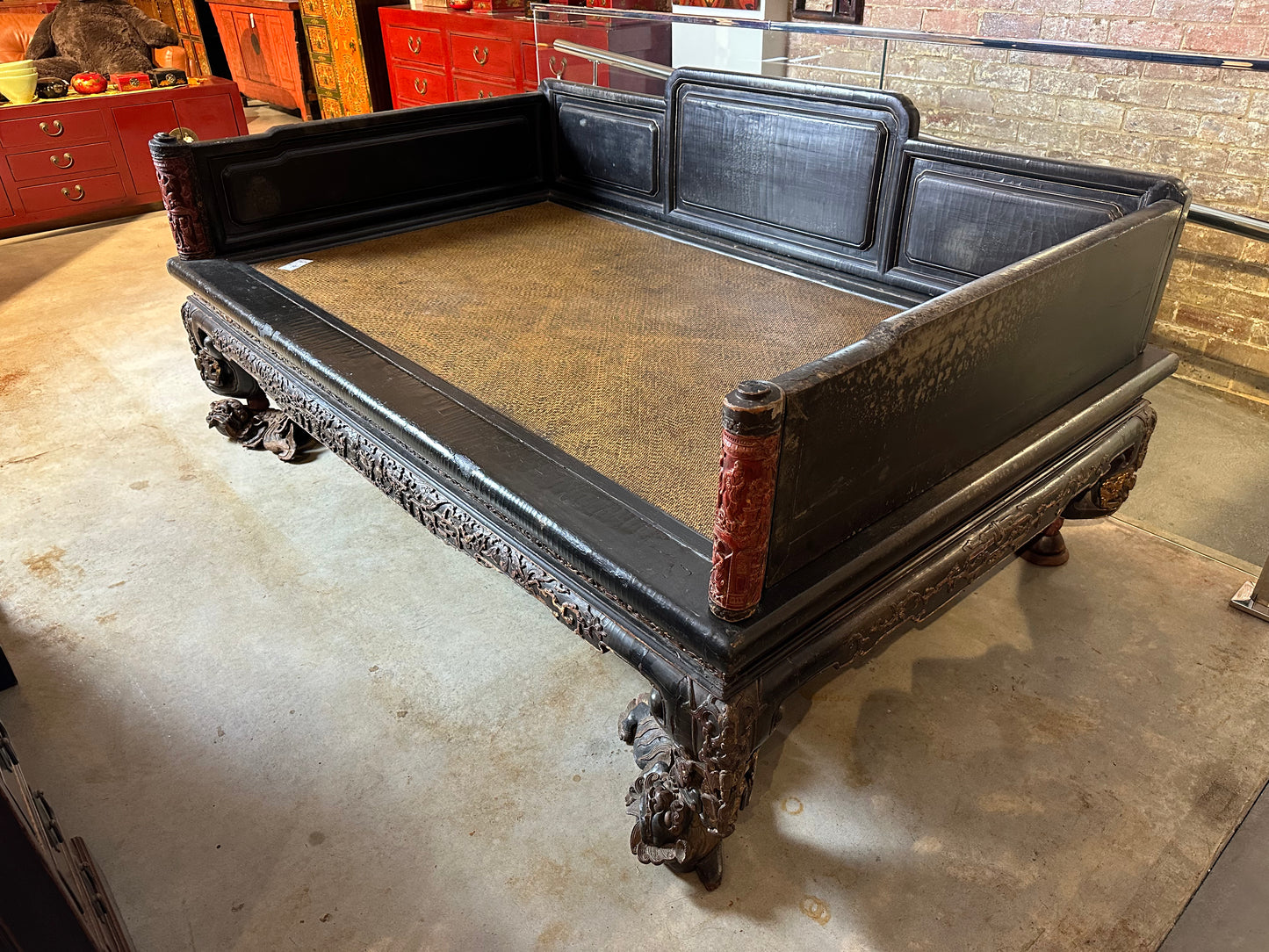 Antique 19th Century Elm & Camphor Wood Day Bed
