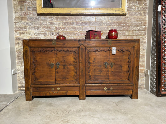 Traditional Chinese 19th Century Elm Wood Sideboard