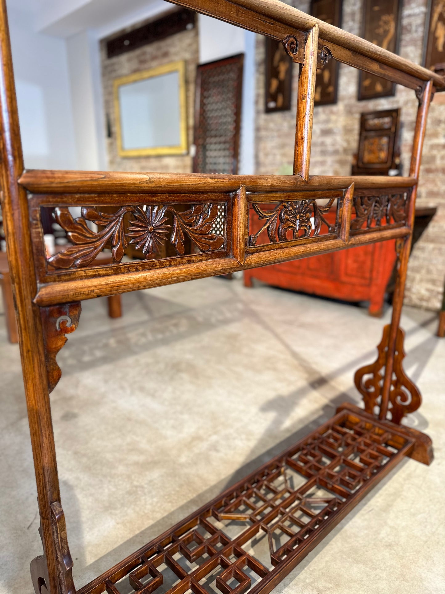 Rare Chinese Antique Elm Wood Clothing Stand