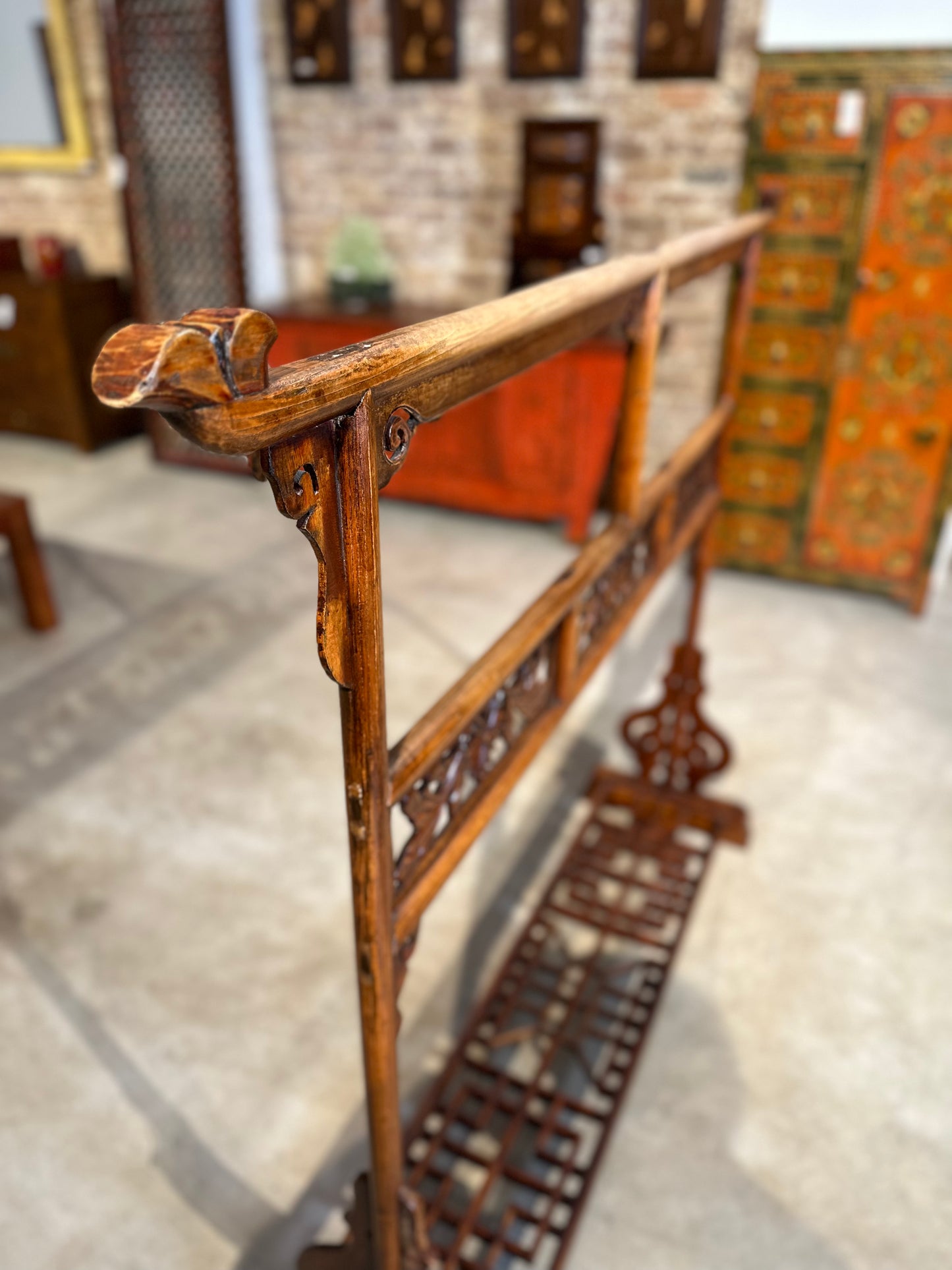 Rare Chinese Antique Elm Wood Clothing Stand