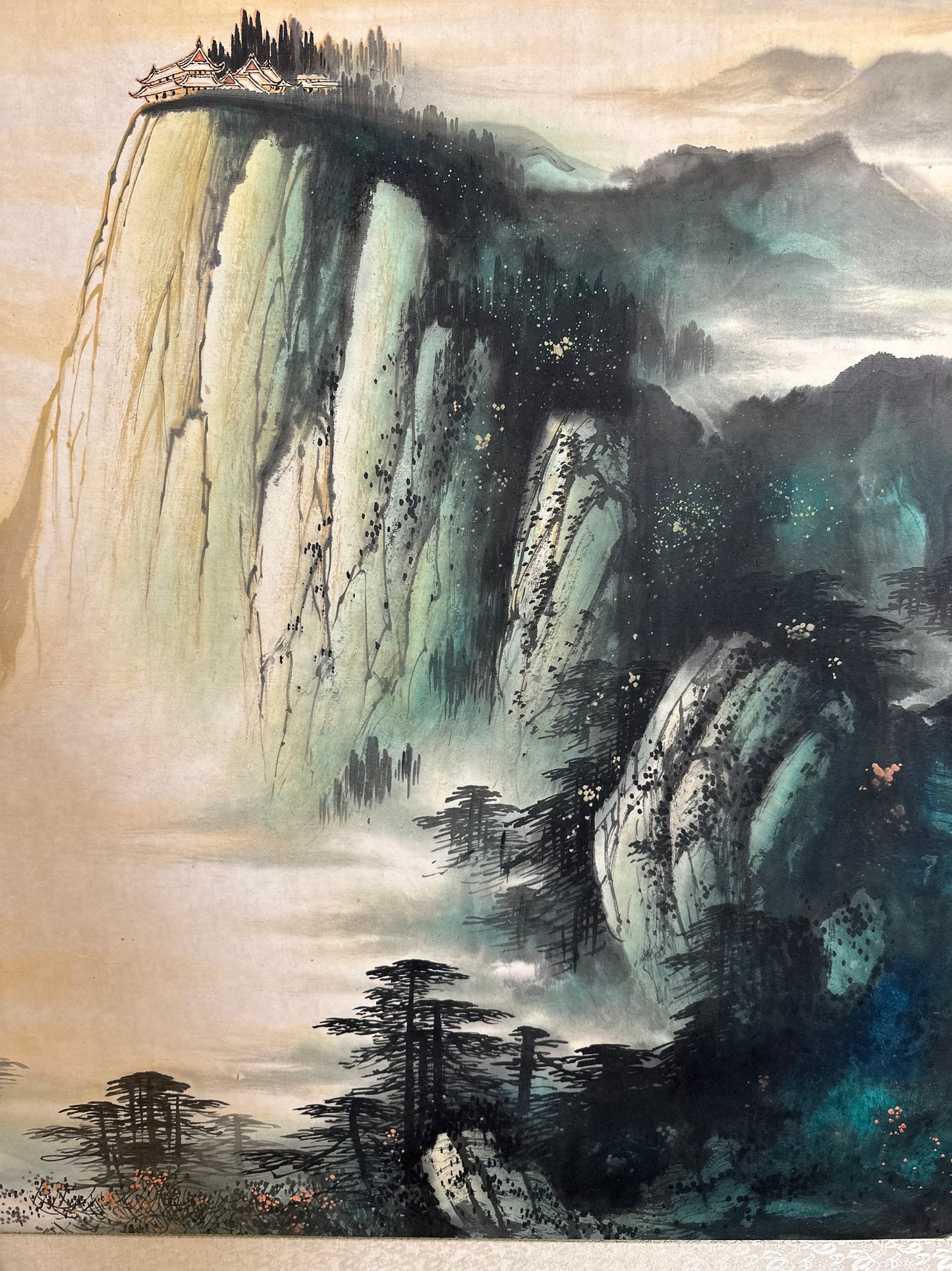 Framed Traditional Chinese Painting of Mountain Range