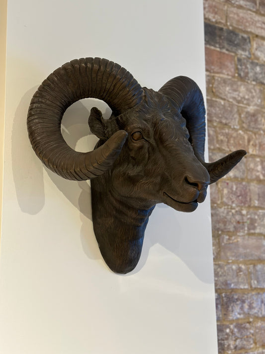 Bronze Wall-Mounted Ram Head Decor
