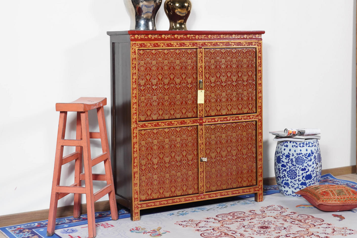 Tibetan 4 Door Mid-Sized Cabinet