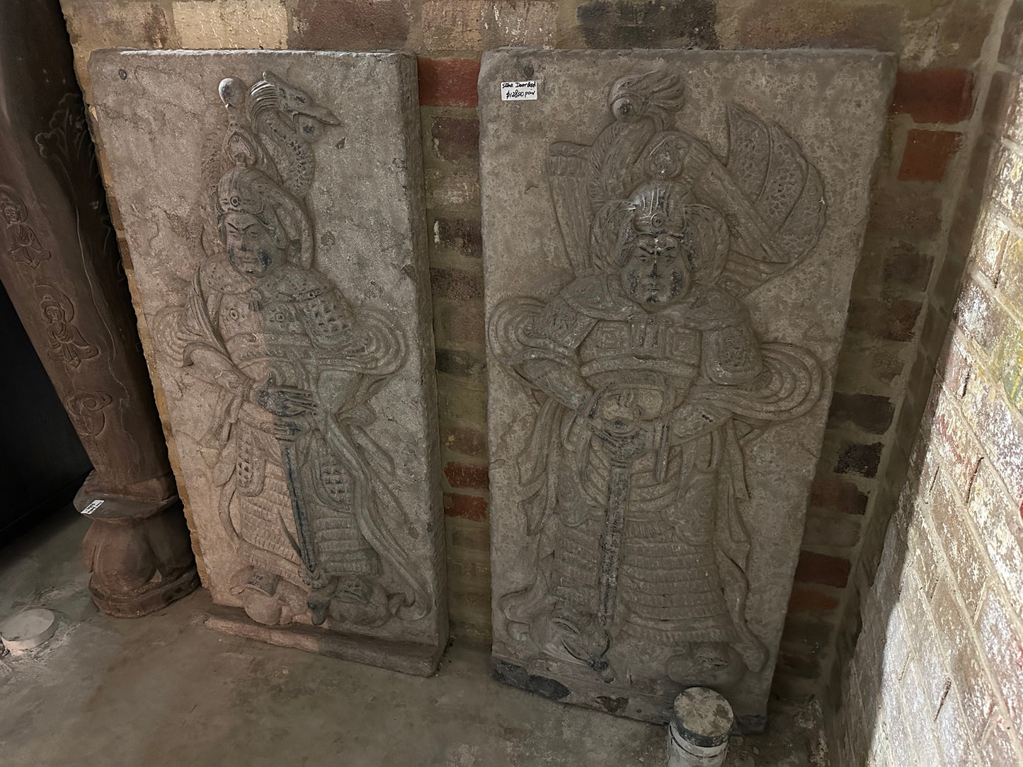 Traditional Chinese Black Stone Door Guardian Pair