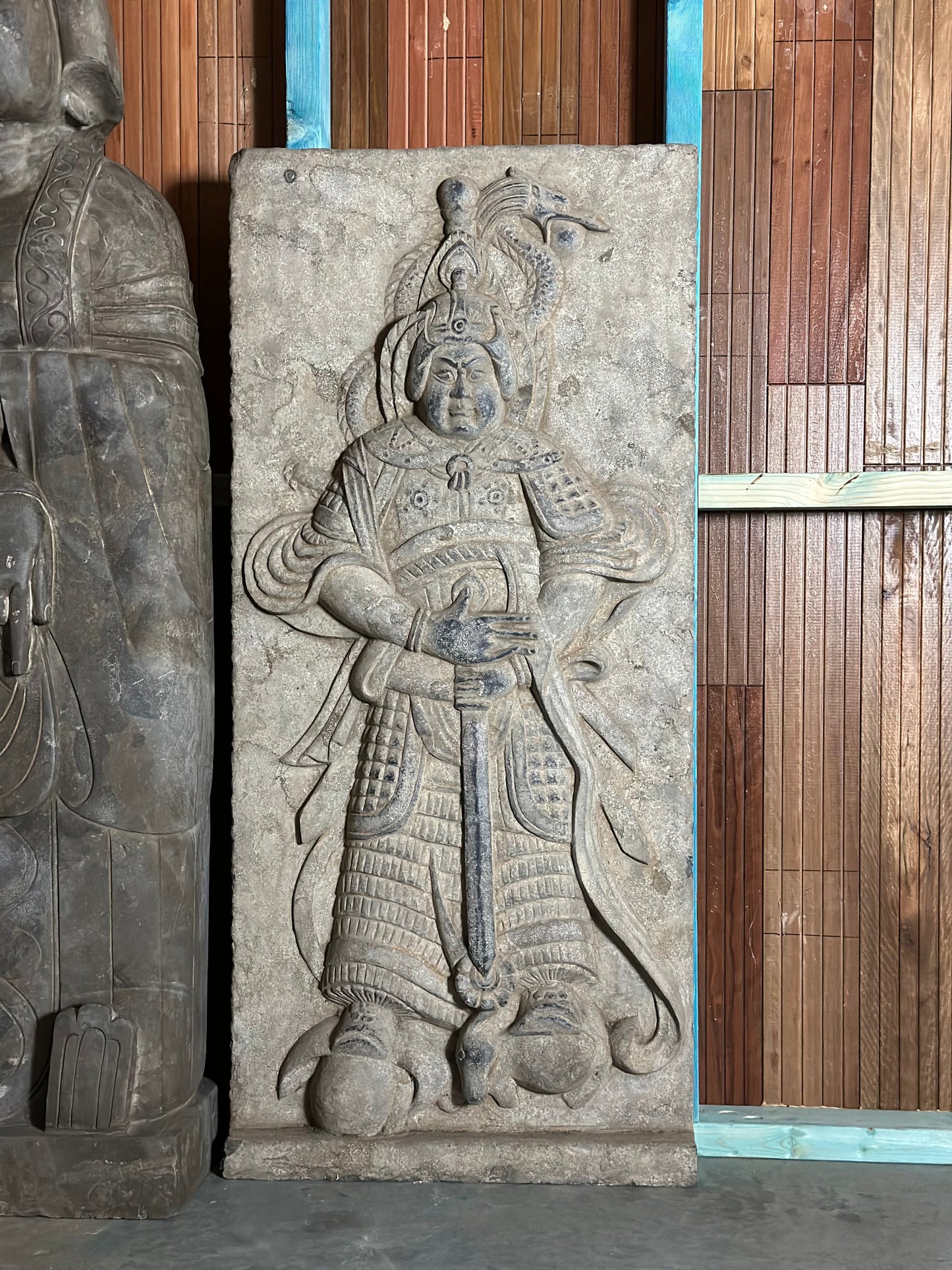 Traditional Chinese Black Stone Door Guardian Pair