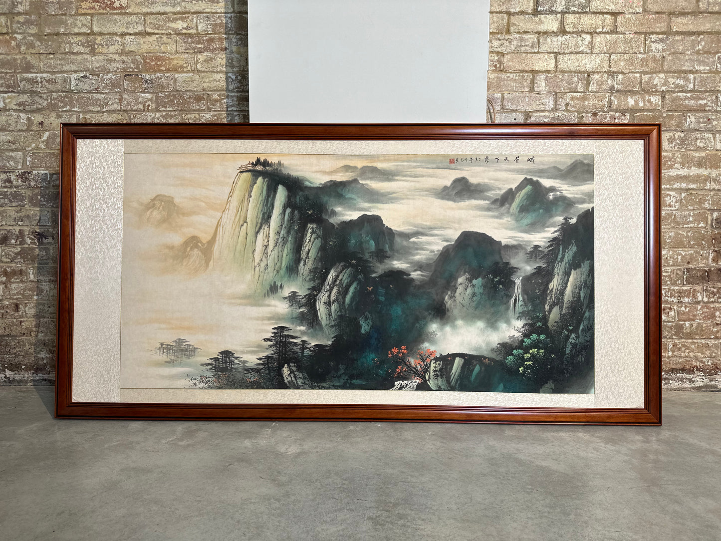 Framed Traditional Chinese Painting of Mountain Range